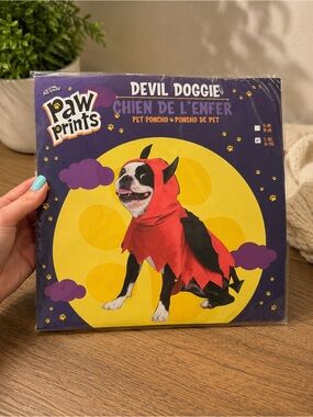 Paw Prints Devil Doggie Pet Costume Poncho Size L XL Halloween Dog Costume